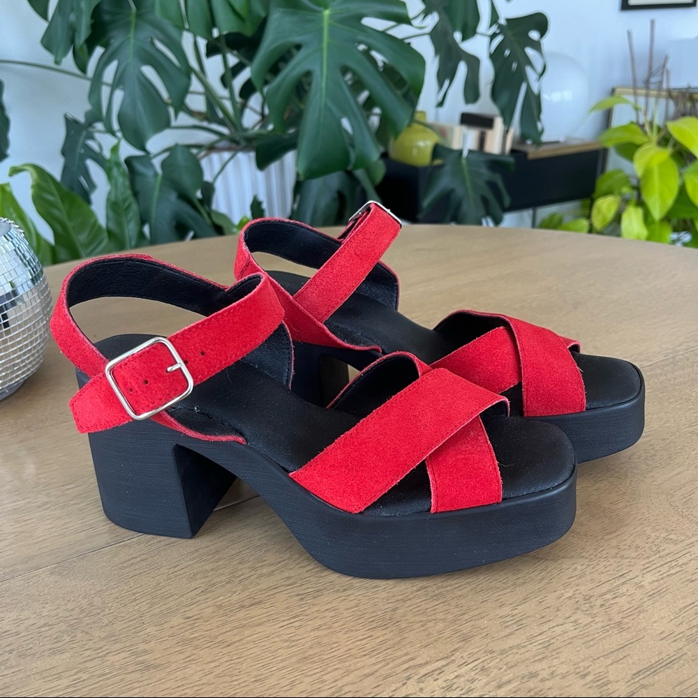 This Is Our Other Line Carlita Sandal in red